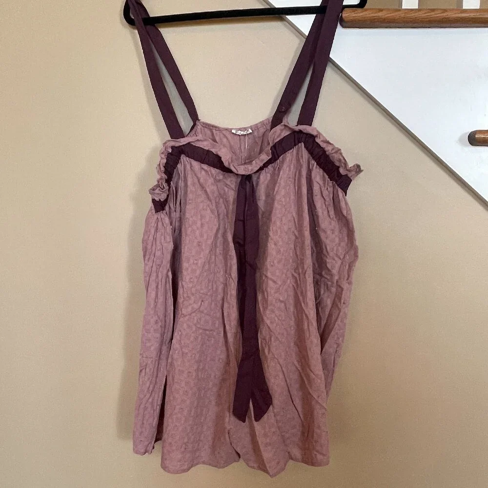 Free People Back to Love Romper Woodrose Combo sz XL - Picture 4 of 7